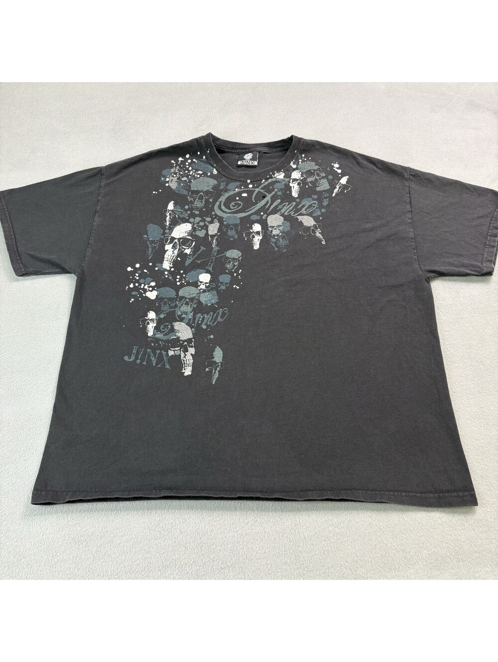 Vintage Y2K Jinx Tribal Skull Skeleton T Shirt Size 2XL Black